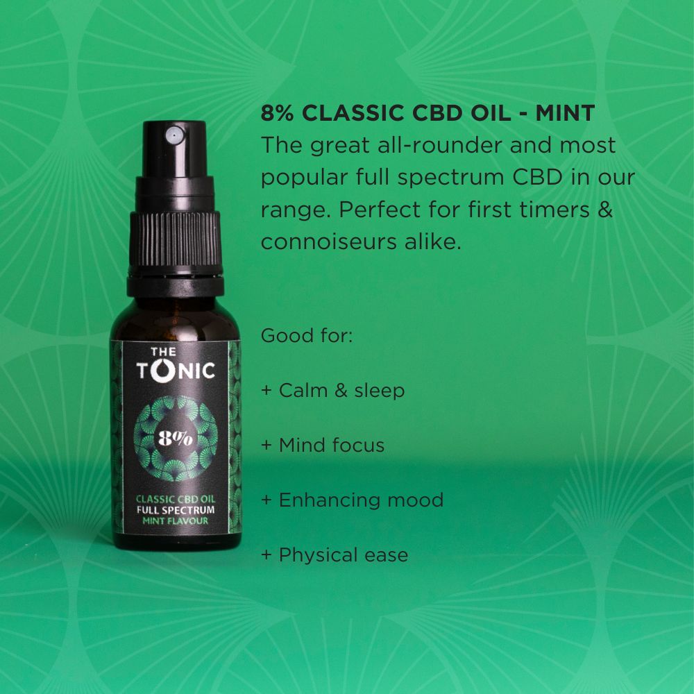 8% Classic CBD Oil Full Spectrum Mint Flavour - The Tonic CBD