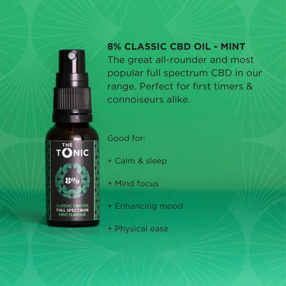 8% Classic CBD Oil Full Spectrum Mint Flavour - The Tonic CBD