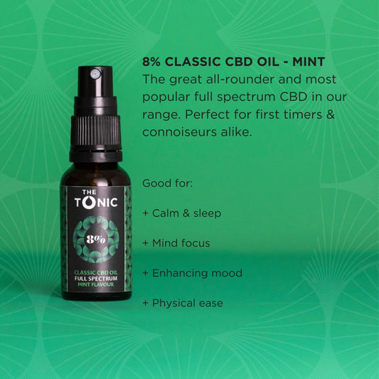 8% Classic CBD Oil Full Spectrum Mint Flavour - The Tonic CBD